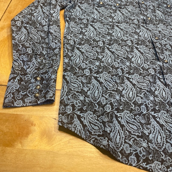 Panhandle Slim Pearl Snap Button Shirt Sawtooth Pockets Size Large Paisley Print - Picture 2 of 16